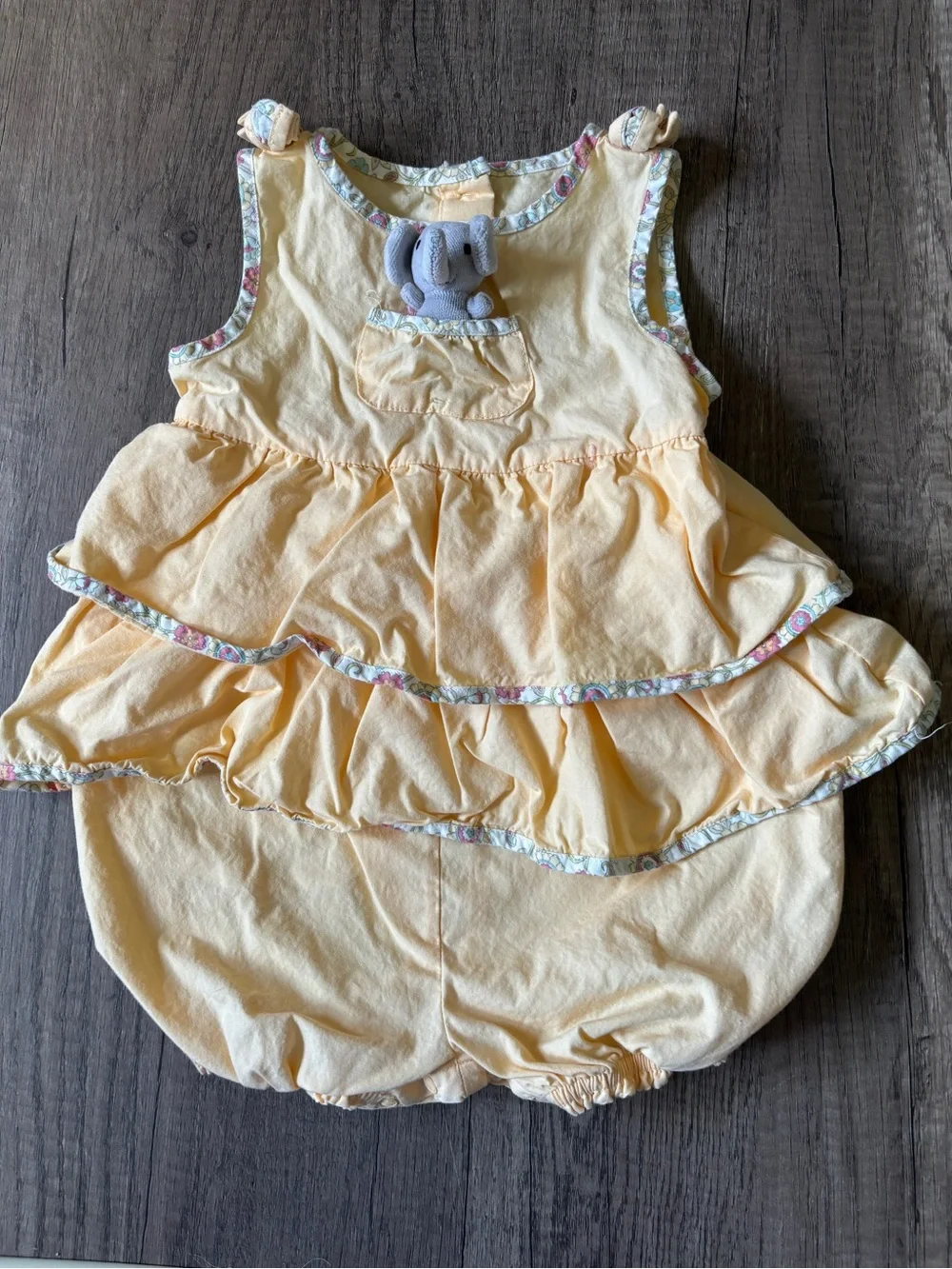 Vintage 2000s Y2K Gymboree Pocket Pal Elephant Baby Outfit Bubble Romper Summer